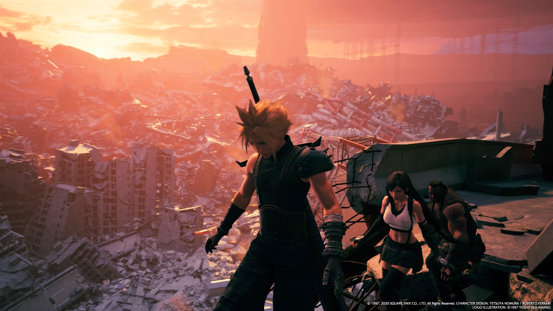 FINAL FANTASY VII REMAKE screenshot: realistic, third-person, no outlines, realistic lighting (environment, character, cutscene)