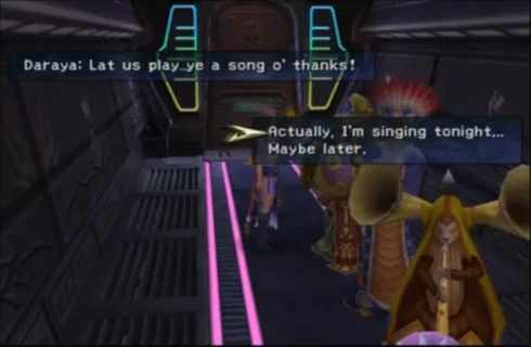 FINAL FANTASY X-2 screenshot: stylized 3d, third-person, no outlines, soft gradient (environment, cutscene)