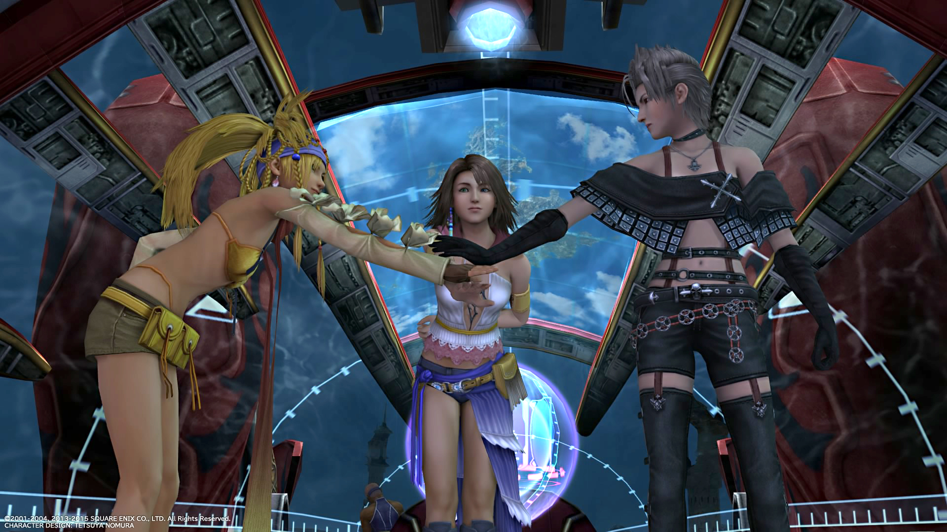 FINAL FANTASY X-2 screenshot: stylized 3d, third-person, no outlines, soft gradient (character, cutscene)