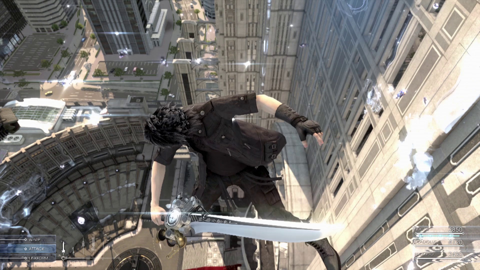 FINAL FANTASY XV screenshot: realistic, third-person, no outlines, realistic lighting (environment, character, combat)