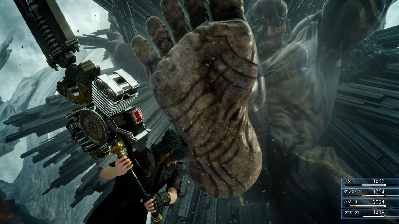FINAL FANTASY XV screenshot: realistic, third-person, no outlines, realistic lighting (environment, character, combat)