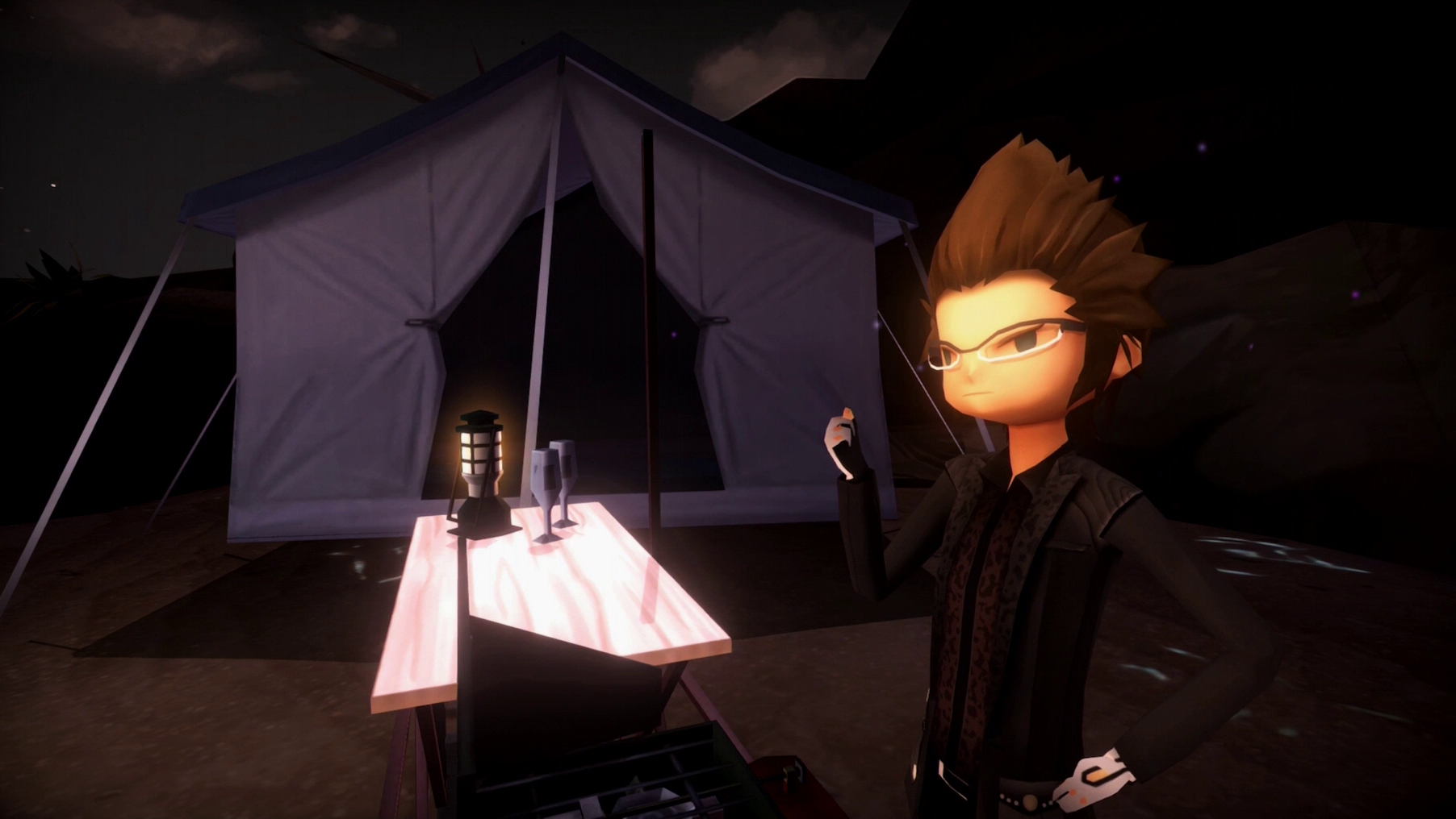 FINAL FANTASY XV POCKET EDITION screenshot: stylized 3d, three-quarter, no outlines, soft gradient (environment, character, cutscene)