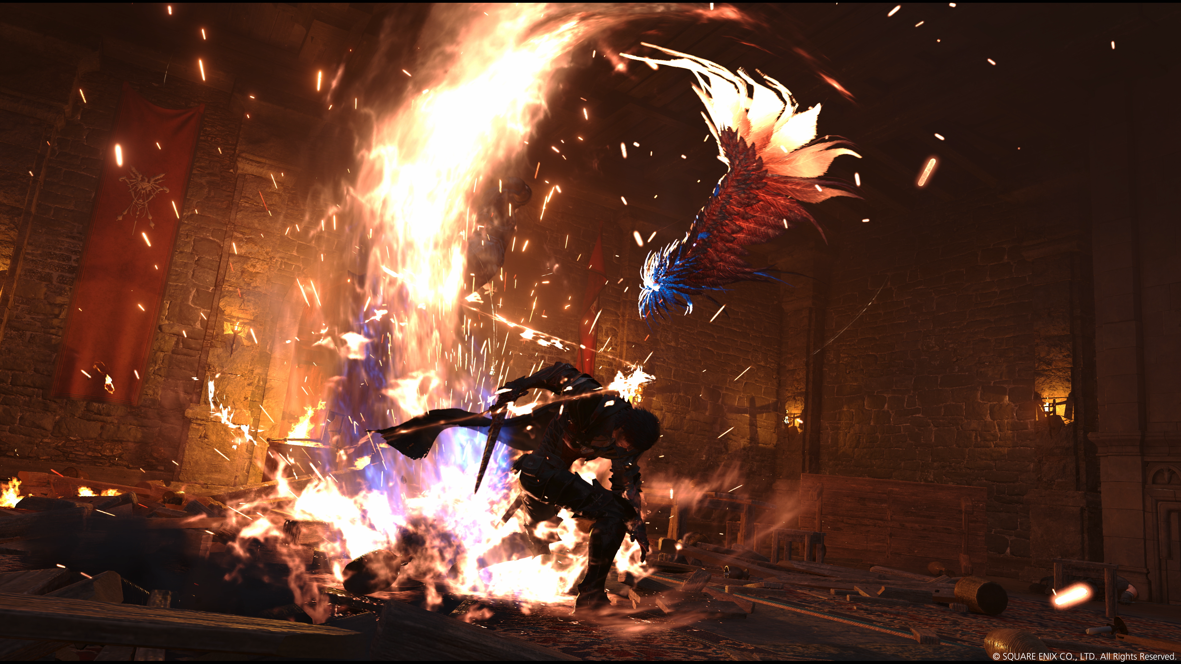 FINAL FANTASY XVI screenshot: realistic, third-person, no outlines, realistic lighting (environment, combat)