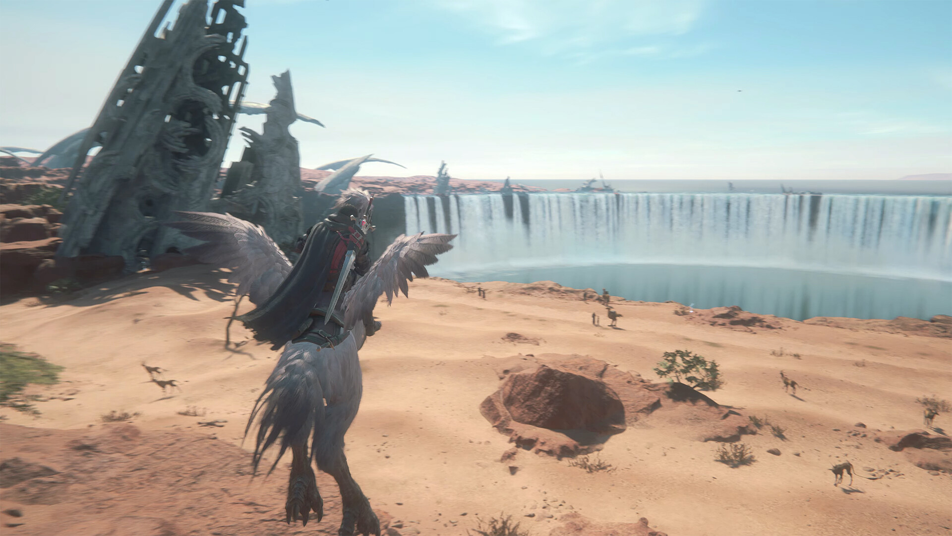 FINAL FANTASY XVI screenshot: realistic, third-person, no outlines, realistic lighting (environment, character)