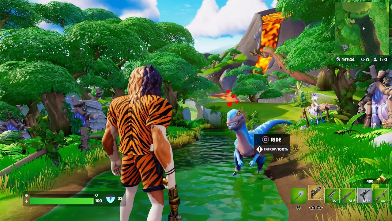 Fortnite screenshot: stylized 3d, third-person, no outlines, soft gradient (environment, character)
