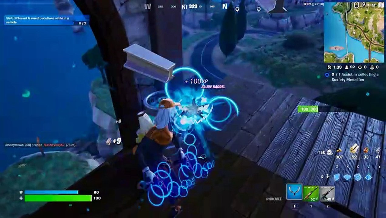 Fortnite screenshot: stylized 3d, third-person, no outlines, soft gradient (environment, character)