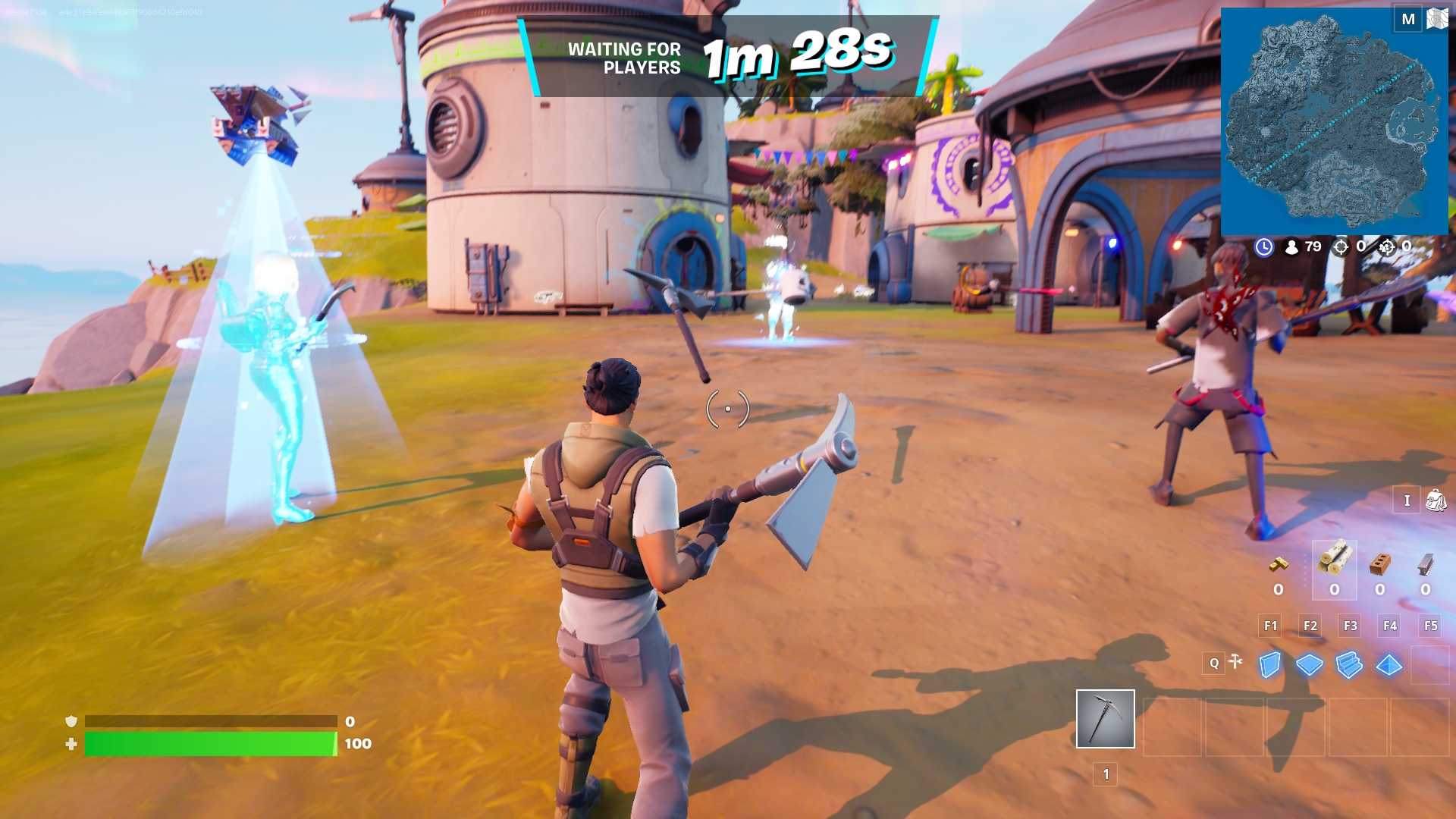 Fortnite screenshot: stylized 3d, third-person, no outlines, soft gradient (environment, character)