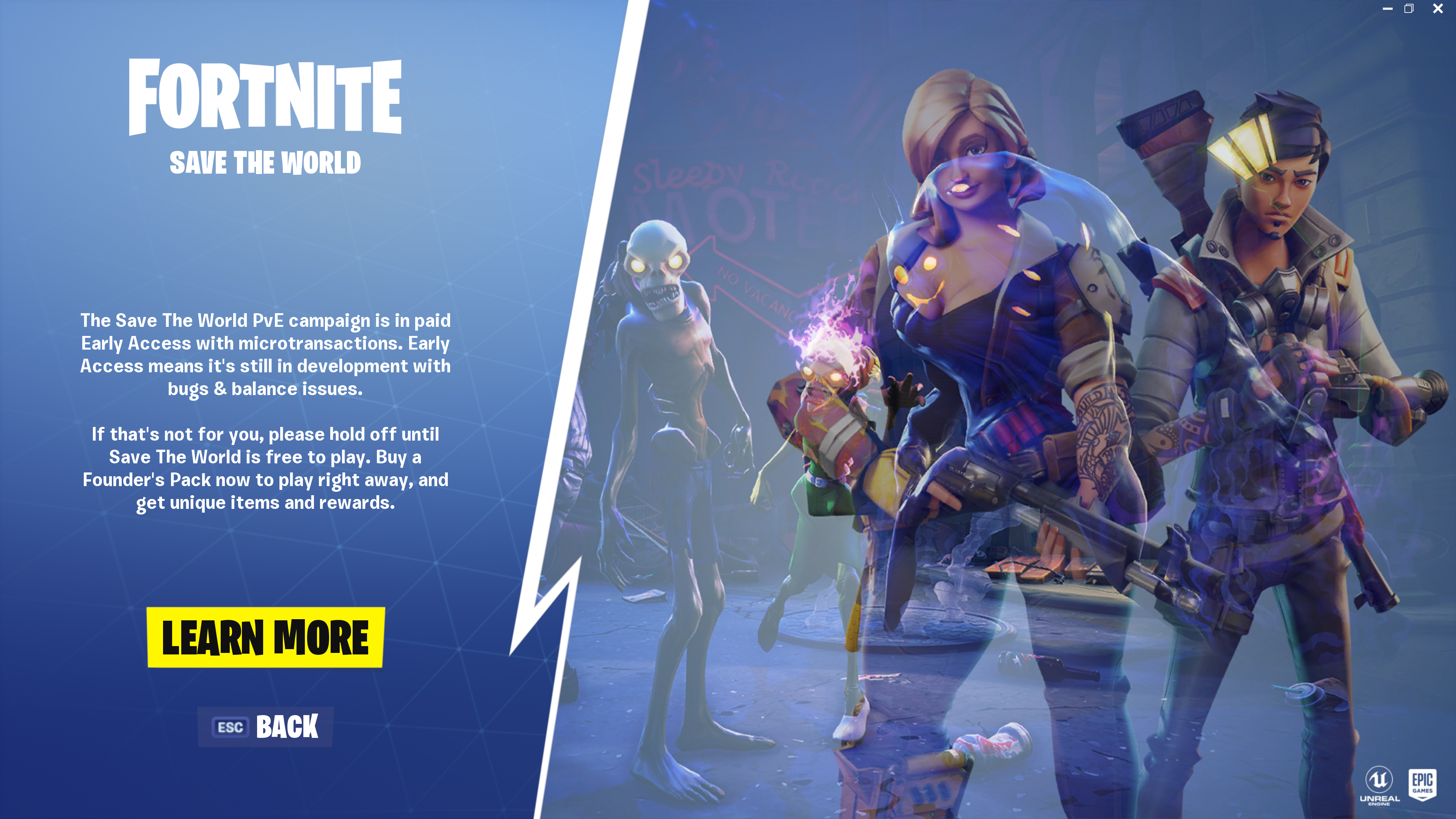 Fortnite screenshot: stylized 3d, third-person, no outlines, soft gradient (character, ui / menu)