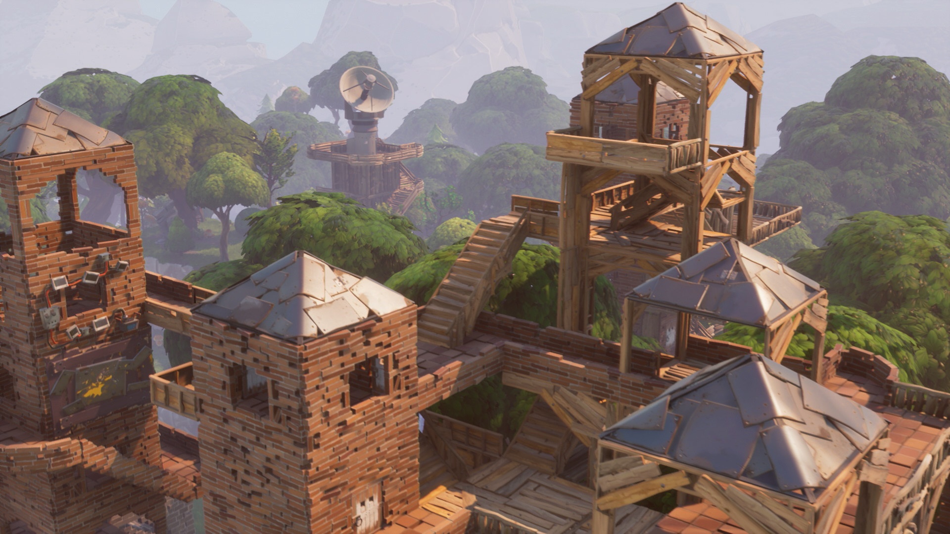 Fortnite screenshot: stylized 3d, third-person, no outlines, soft gradient (environment)