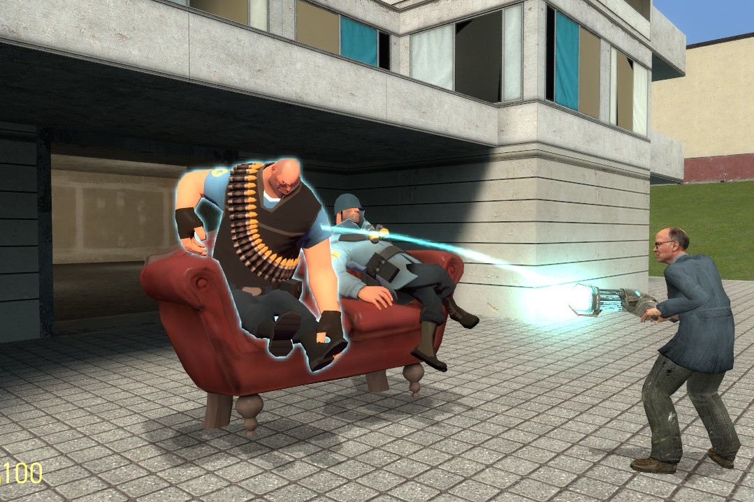 Garry's Mod screenshot: realistic, stylized 3d, first-person, no outlines, soft gradient (environment, character)