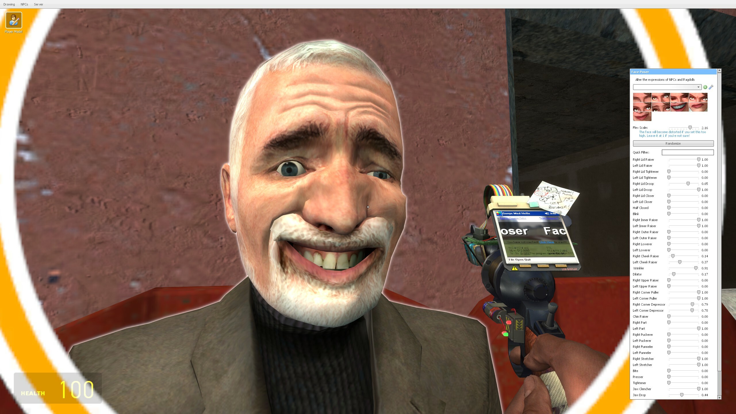 Garry's Mod screenshot: realistic, stylized 3d, first-person, no outlines, soft gradient (character, environment)