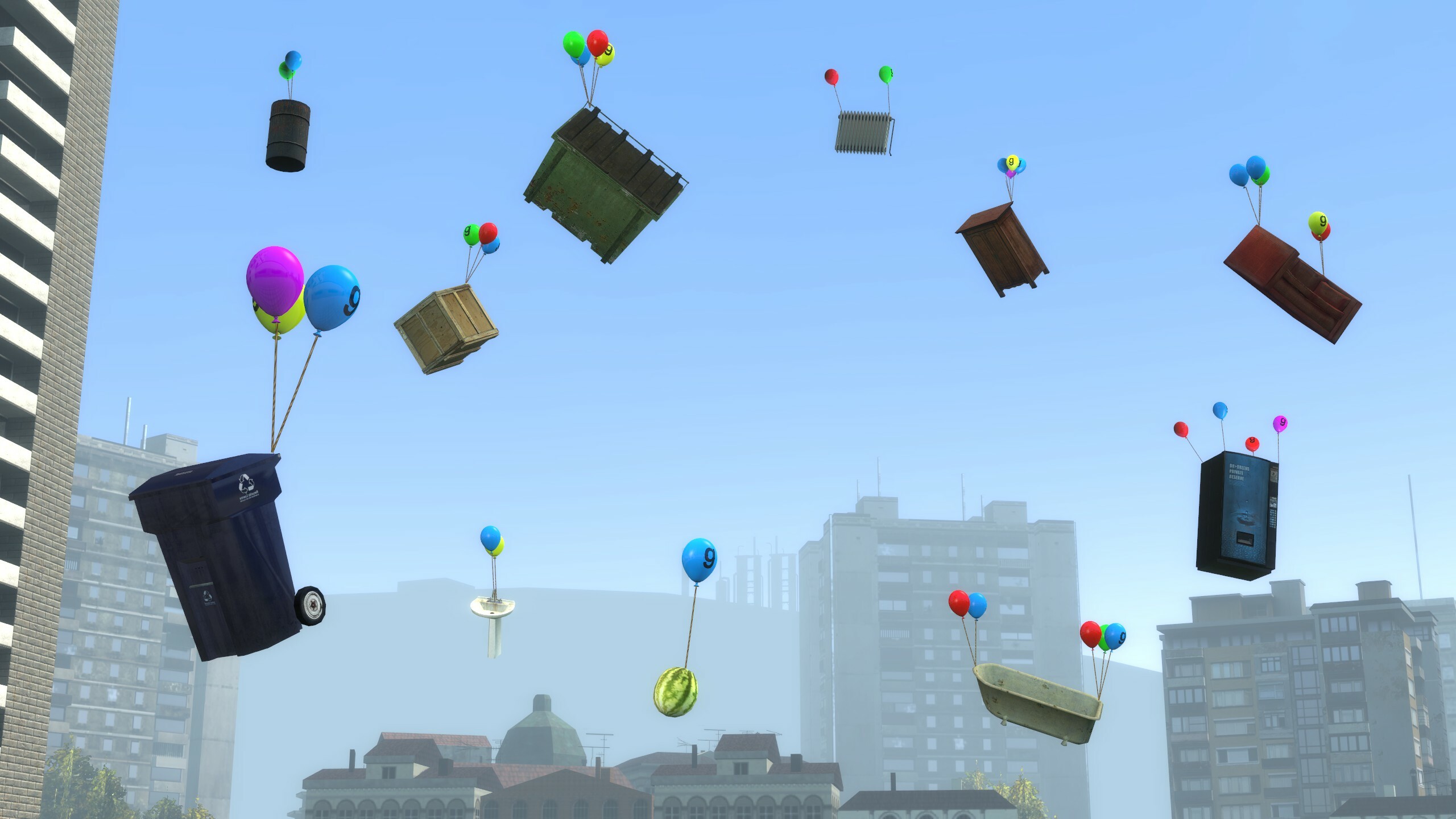 Garry's Mod screenshot: realistic, stylized 3d, first-person, no outlines, soft gradient (environment)