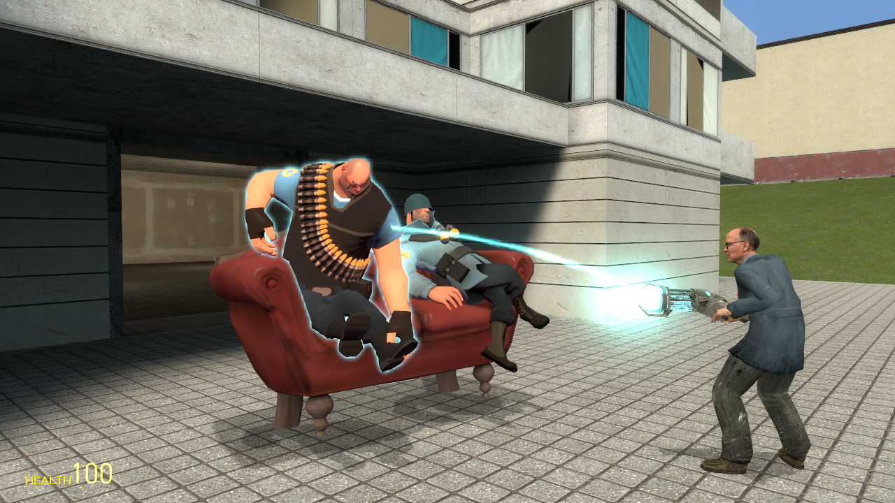 Garry's Mod screenshot: realistic, stylized 3d, first-person, no outlines, soft gradient (environment, character)
