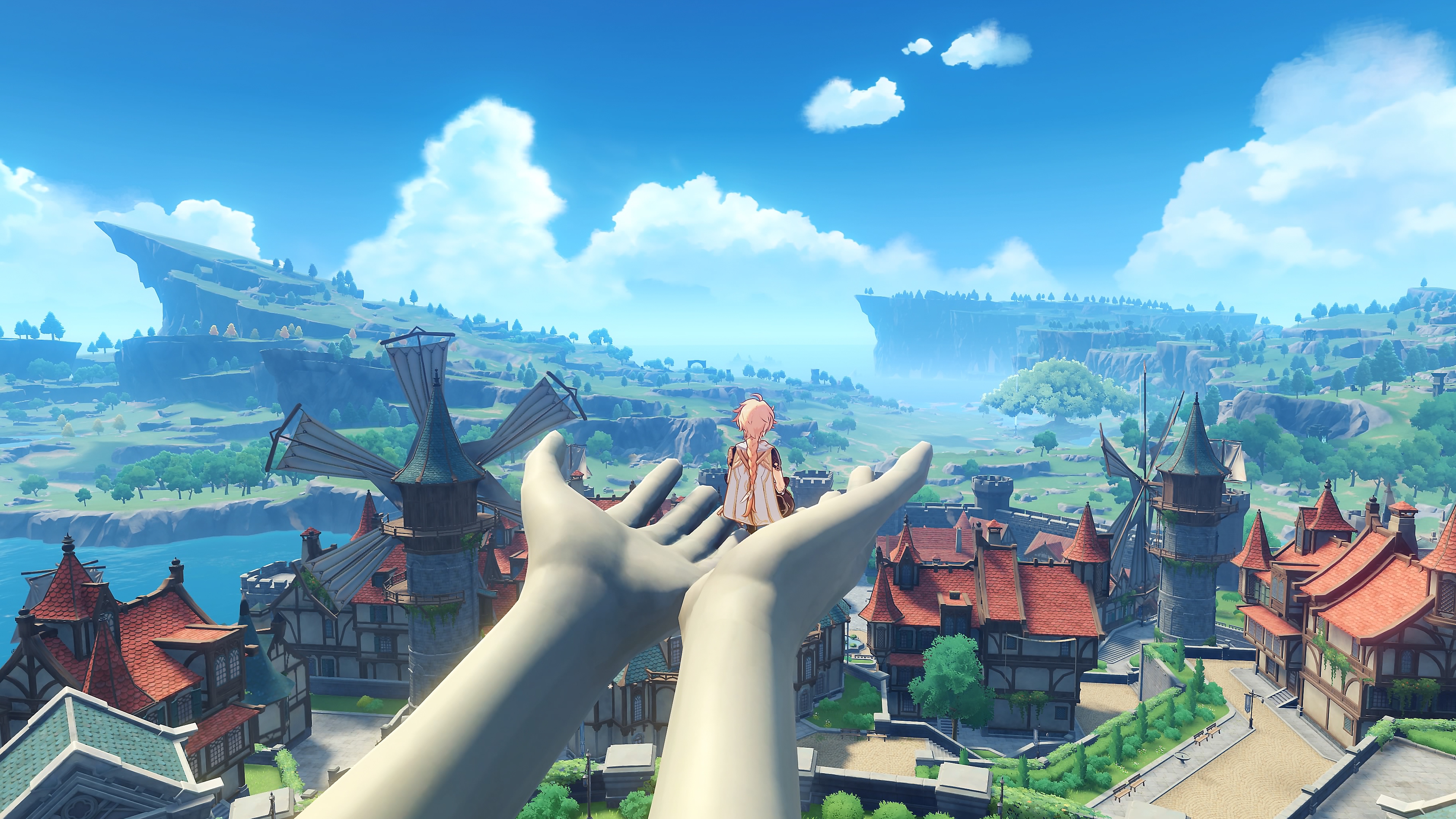 Genshin Impact screenshot: cel-shaded, stylized 3d, third-person, interior lines, two-tone cel (environment)