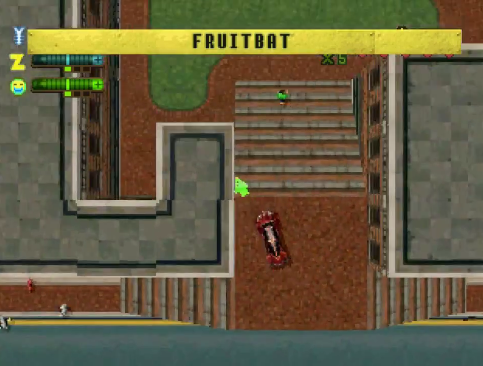 Grand Theft Auto 2 screenshot: pixel art, low-poly, top-down, no outlines (environment)