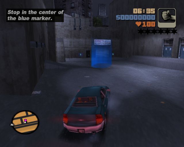 Grand Theft Auto III screenshot: realistic, third-person, no outlines, soft gradient (environment)