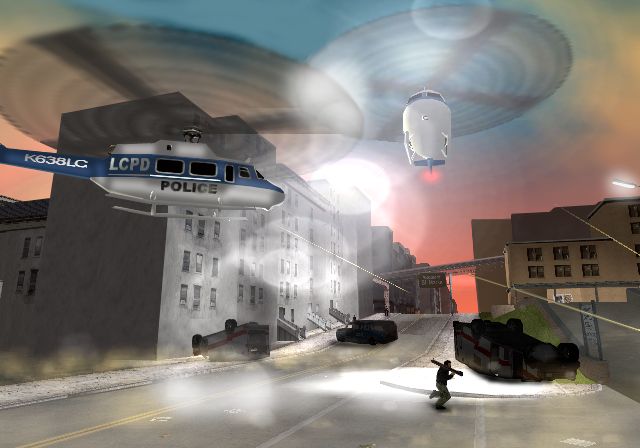 Grand Theft Auto III screenshot: realistic, third-person, no outlines, soft gradient (environment, combat)