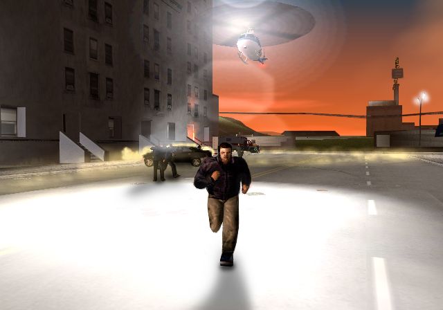 Grand Theft Auto III screenshot: realistic, third-person, no outlines, soft gradient (environment, character, combat)