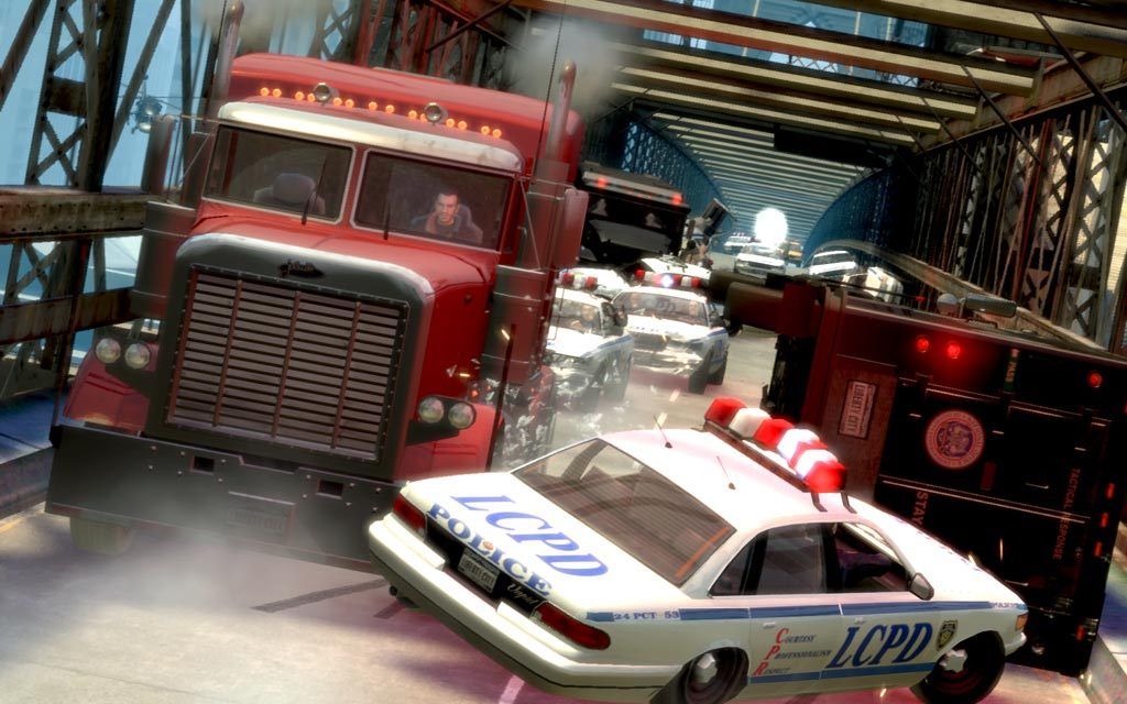 Grand Theft Auto IV screenshot: realistic, third-person, no outlines, realistic lighting (environment, combat)