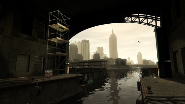 Grand Theft Auto IV screenshot: realistic, third-person, no outlines, realistic lighting (environment)