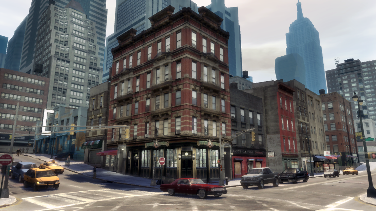 Grand Theft Auto IV screenshot: realistic, third-person, no outlines, realistic lighting (environment)