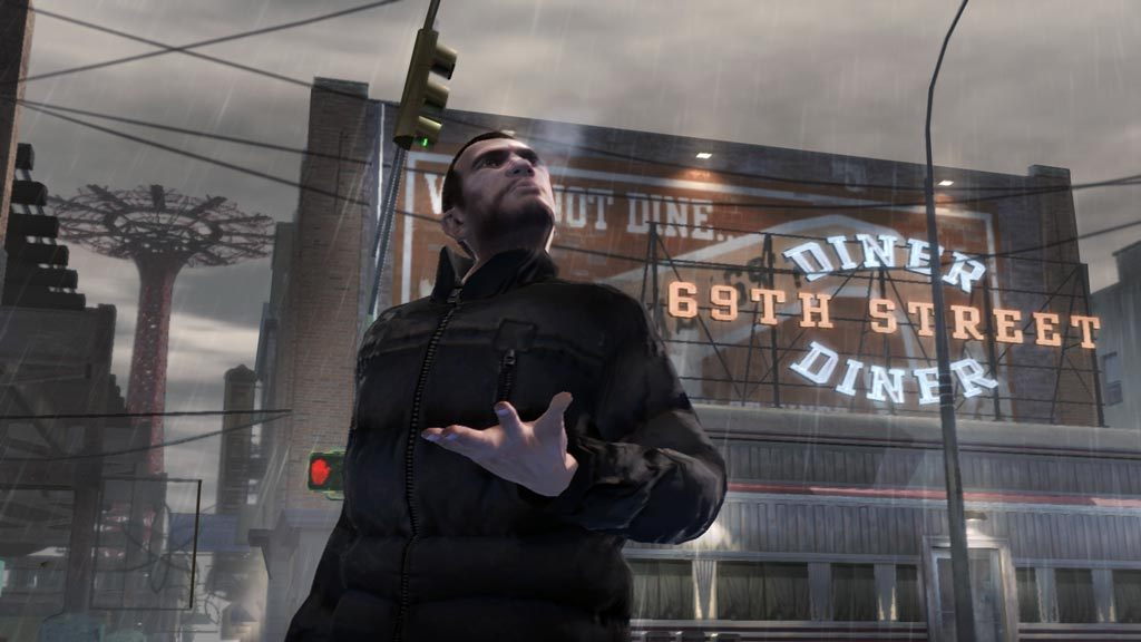Grand Theft Auto IV screenshot: realistic, third-person, no outlines, realistic lighting (environment, character, cutscene)