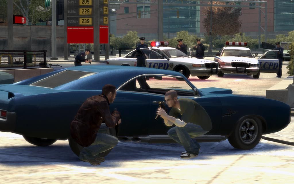 Grand Theft Auto IV screenshot: realistic, third-person, no outlines, realistic lighting (environment, character, combat)