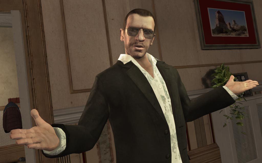 Grand Theft Auto IV screenshot: realistic, third-person, no outlines, realistic lighting (character, cutscene)