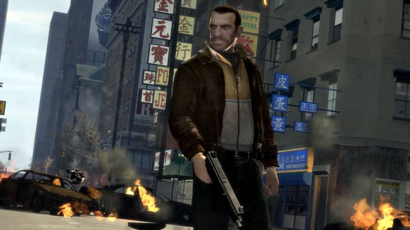 Grand Theft Auto IV screenshot: realistic, third-person, no outlines, realistic lighting (environment, character)
