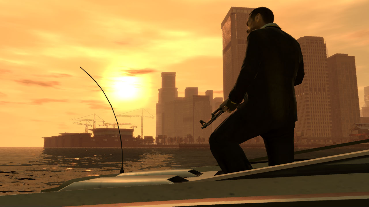 Grand Theft Auto IV screenshot: realistic, third-person, no outlines, realistic lighting (environment, character)