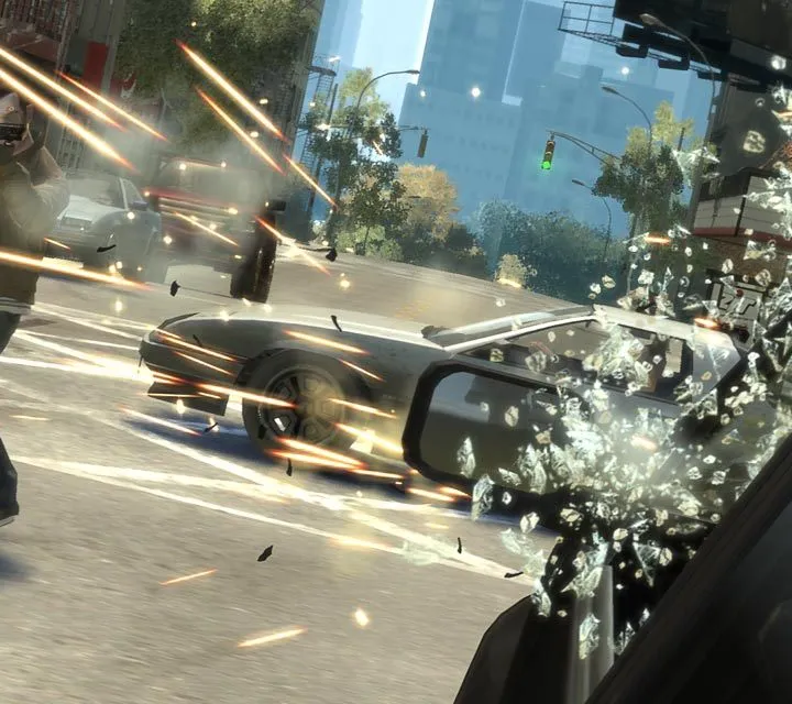 Grand Theft Auto IV screenshot: realistic, third-person, no outlines, realistic lighting (environment, combat, cutscene)