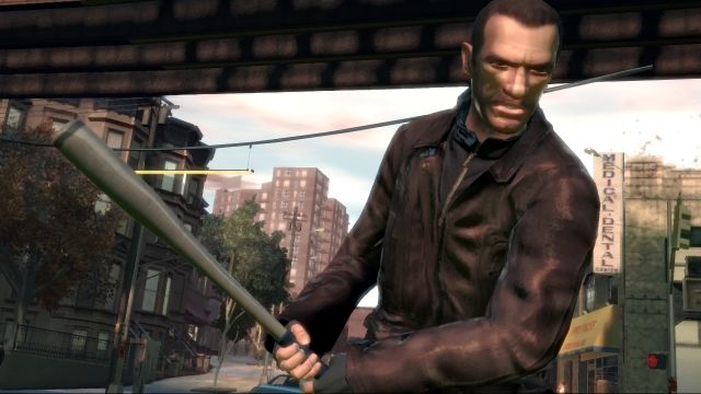 Grand Theft Auto IV screenshot: realistic, third-person, no outlines, realistic lighting (character, environment, cutscene)