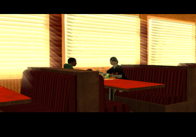 Grand Theft Auto: San Andreas screenshot: realistic, third-person, no outlines, soft gradient (environment, cutscene)