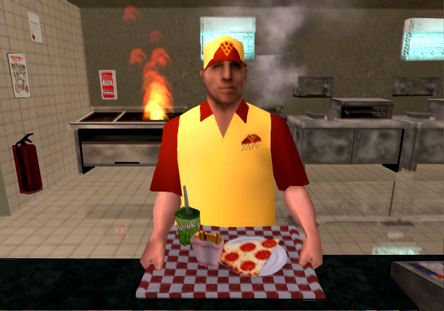 Grand Theft Auto: San Andreas screenshot: realistic, third-person, no outlines, soft gradient (environment, character)