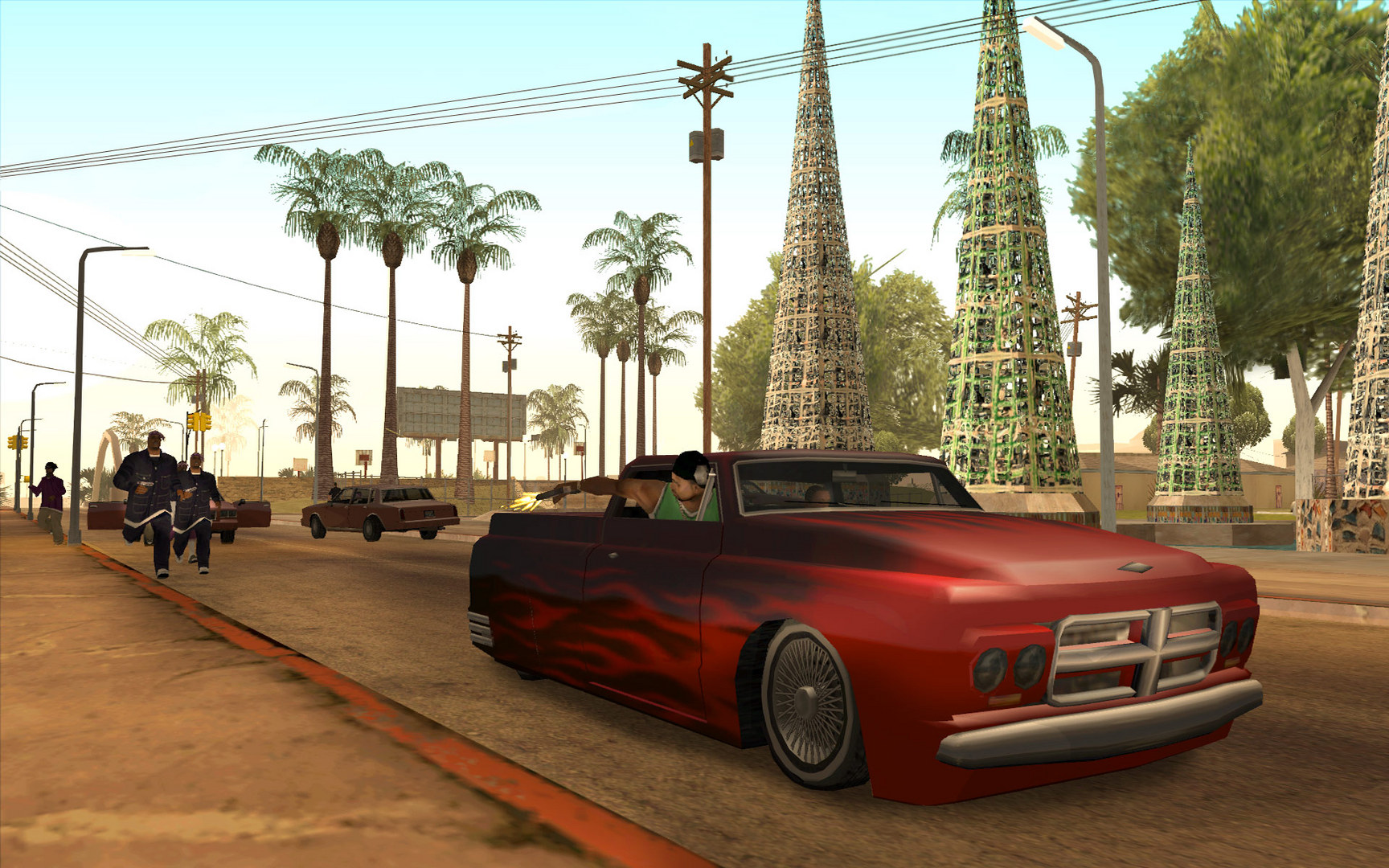 Grand Theft Auto: San Andreas screenshot: realistic, third-person, no outlines, soft gradient (environment)