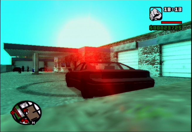 Grand Theft Auto: San Andreas screenshot: realistic, third-person, no outlines, soft gradient (environment)