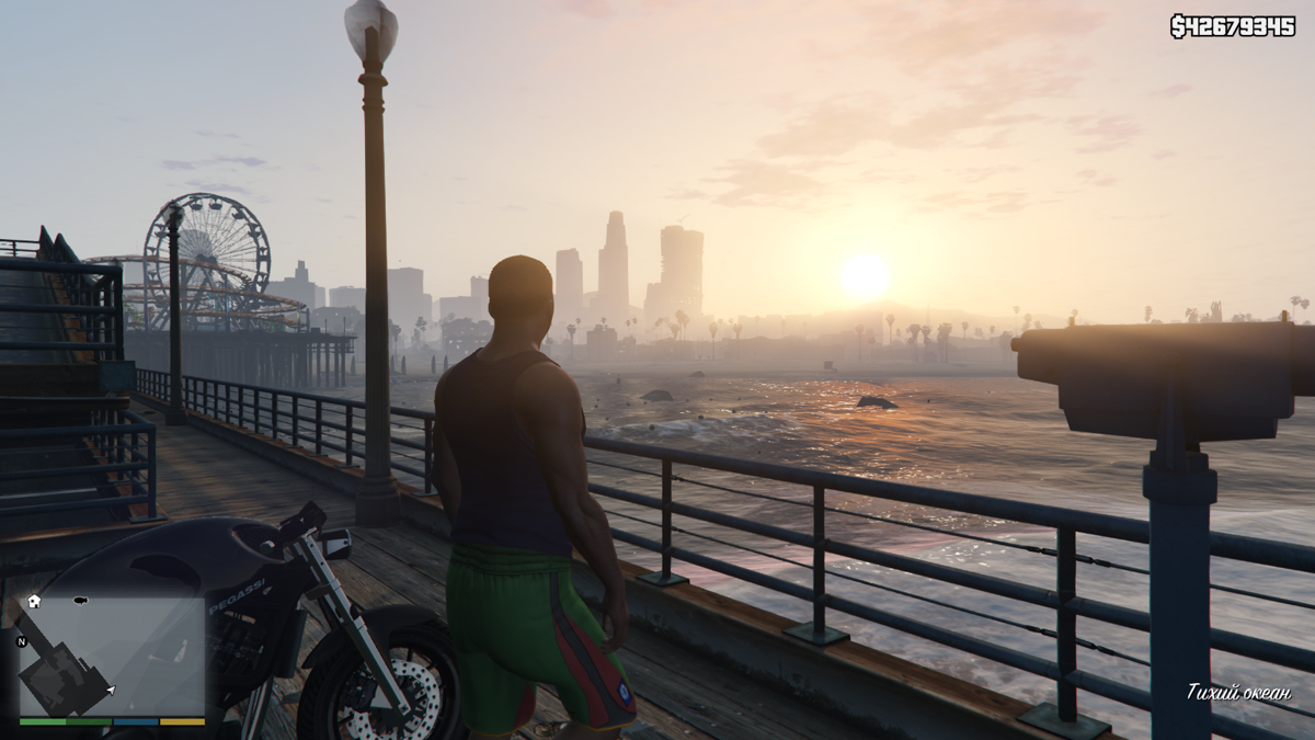 Grand Theft Auto V screenshot: realistic, third-person, no outlines, realistic lighting (environment, character)