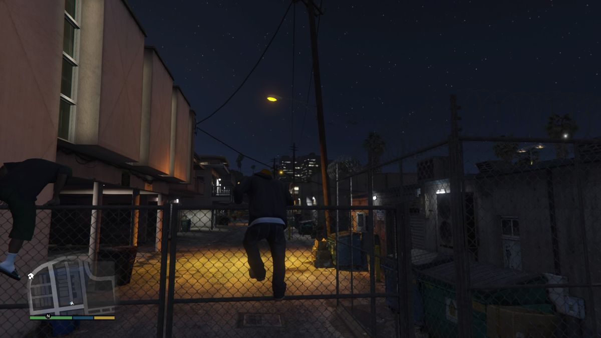 Grand Theft Auto V screenshot: realistic, third-person, no outlines, realistic lighting (environment, character)