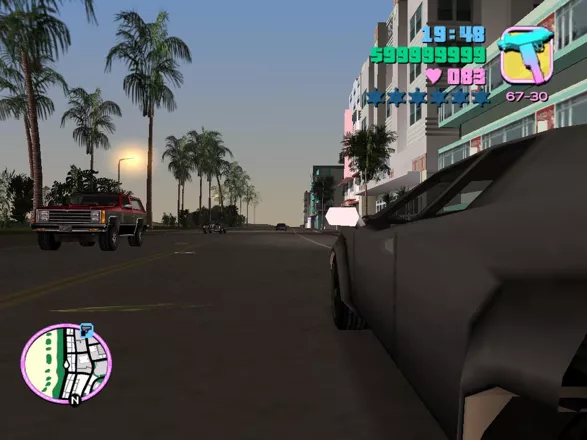 Grand Theft Auto: Vice City screenshot: stylized 3d, third-person, no outlines, soft gradient (environment)