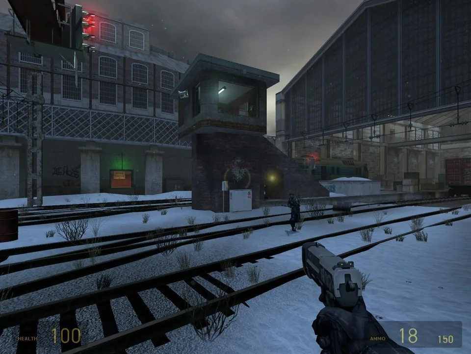 Half-Life 2: Deathmatch screenshot: realistic, first-person, no outlines, baked lighting (environment)