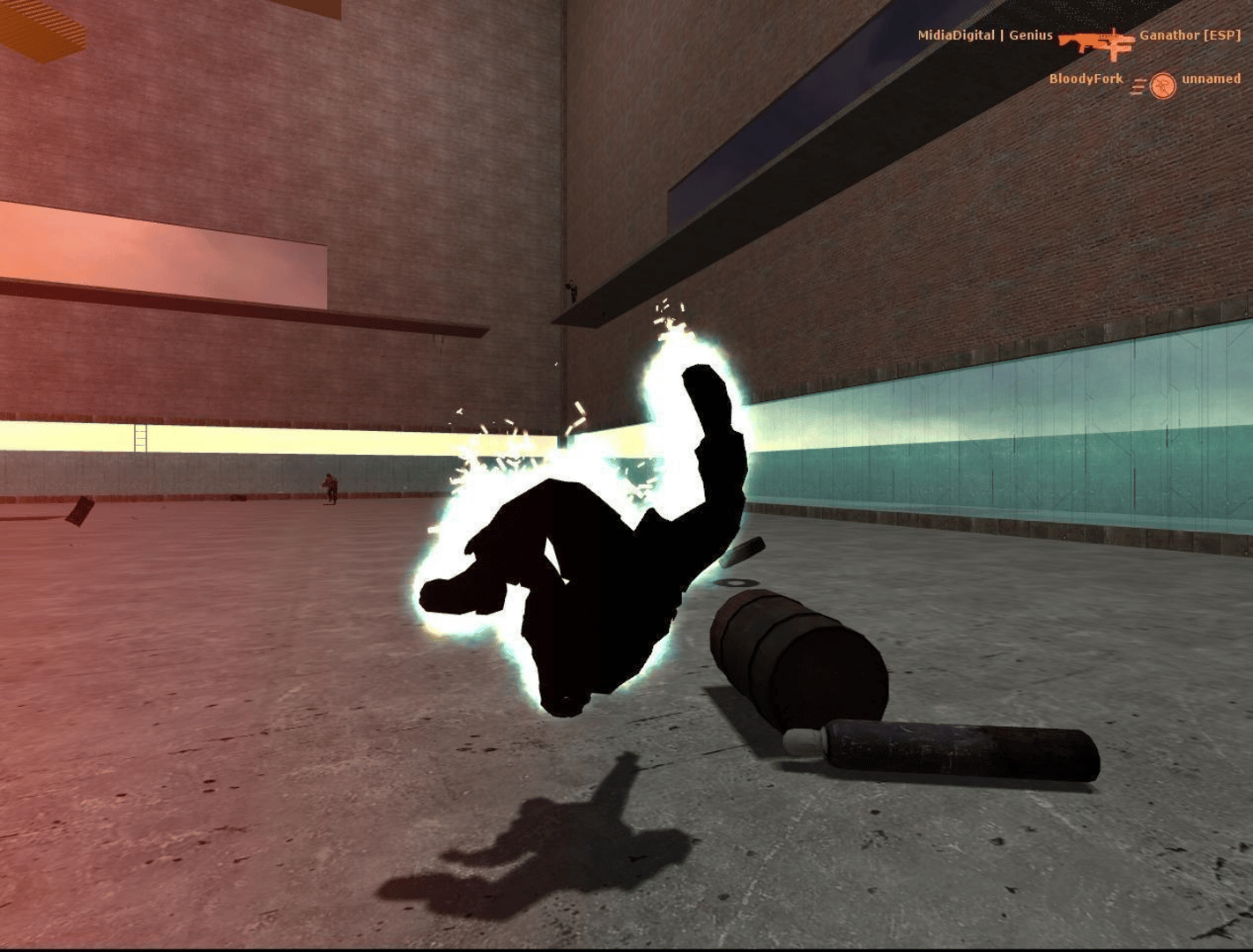 Half-Life 2: Deathmatch screenshot: realistic, first-person, no outlines, baked lighting (combat)