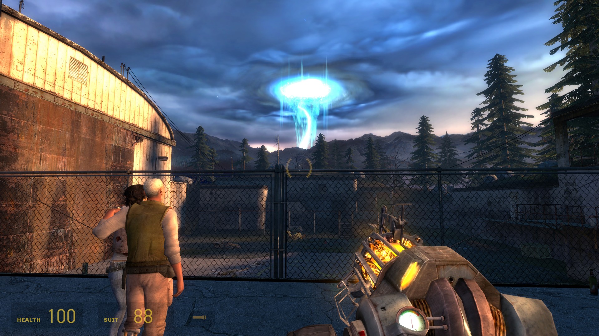 Half-Life 2: Episode Two screenshot: realistic, first-person, no outlines, realistic lighting (environment, character)