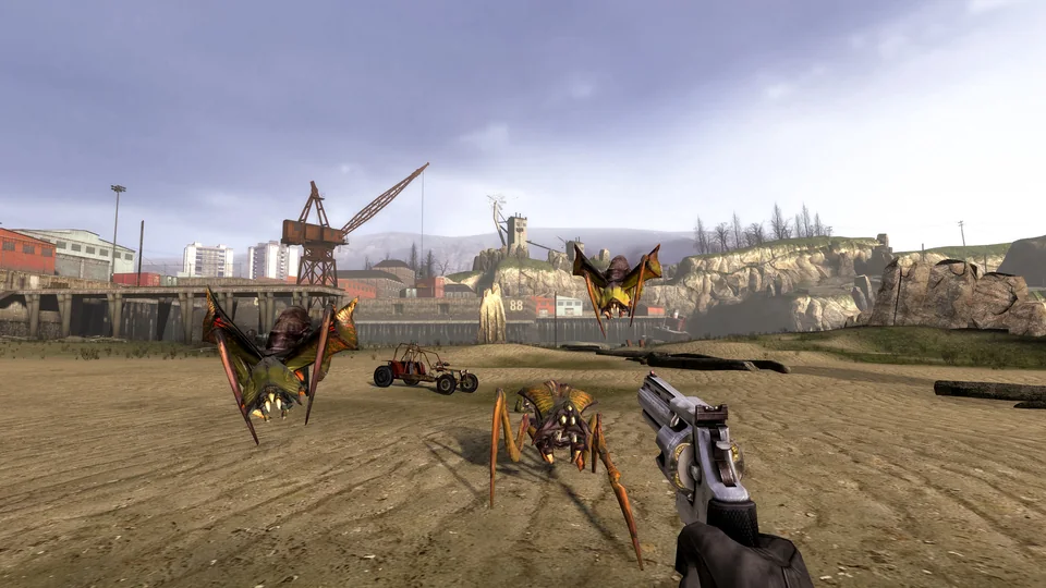 Half-Life 2: Update screenshot: realistic, first-person, no outlines, realistic lighting (combat, character)