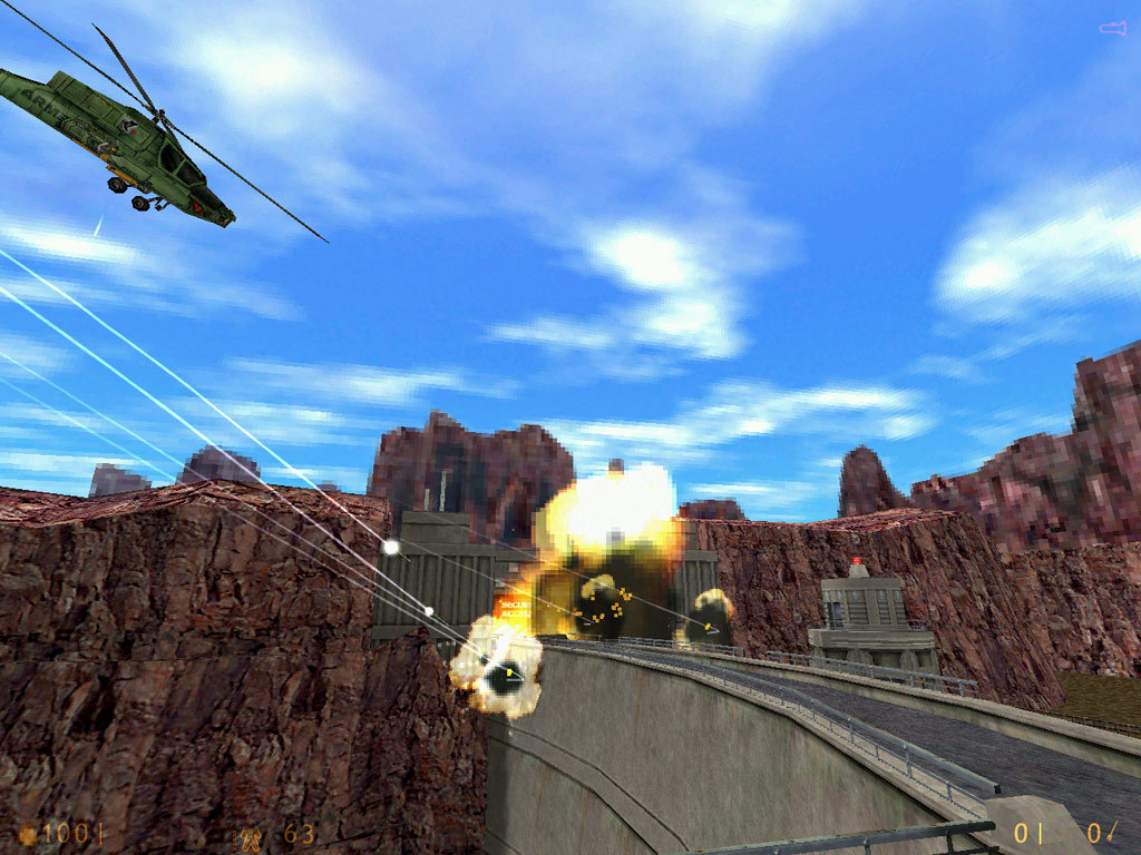 Half-Life screenshot: realistic, first-person, no outlines, baked lighting (environment, combat)