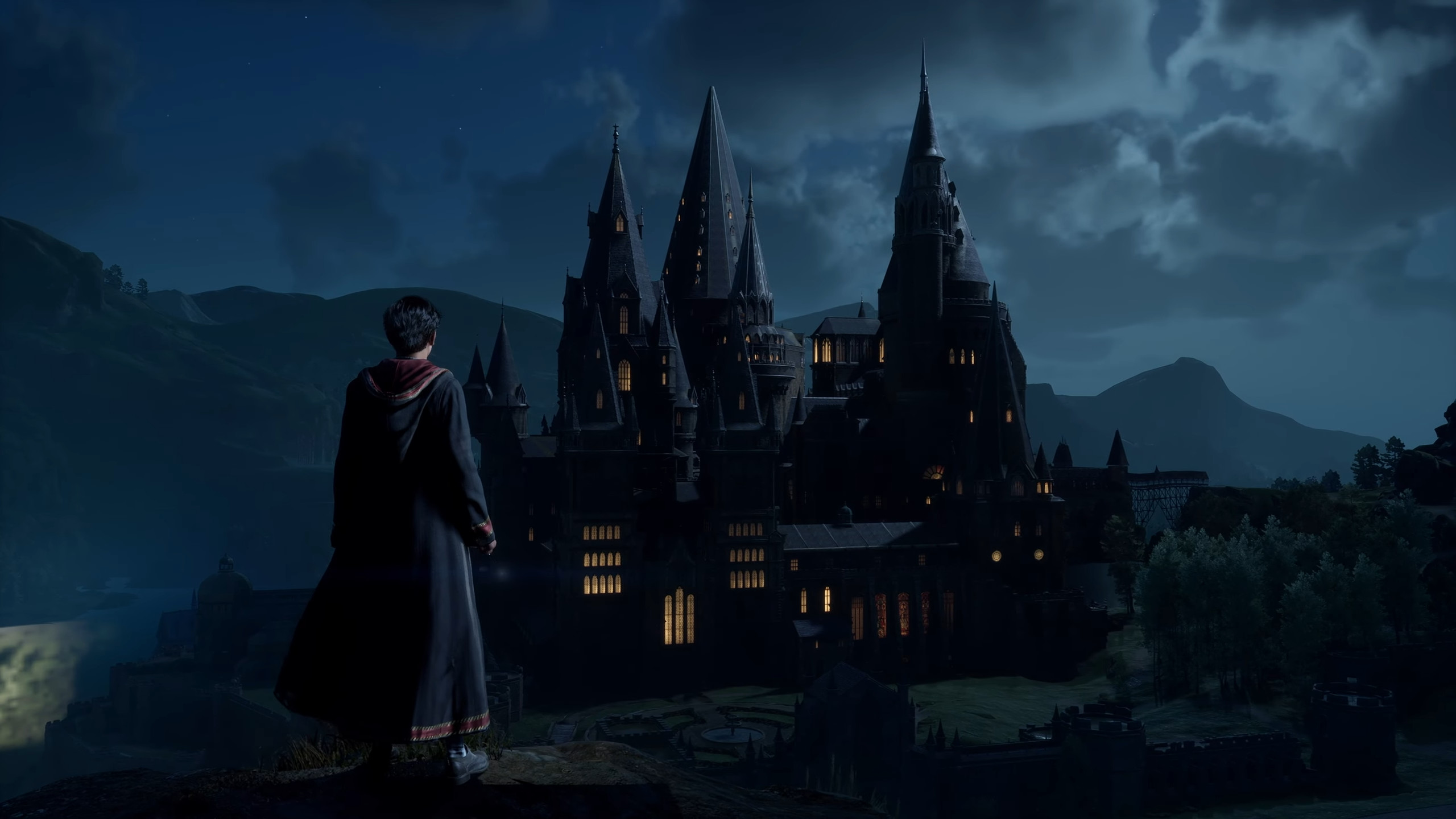 Hogwarts Legacy screenshot: realistic, third-person, no outlines, realistic lighting (environment, character)
