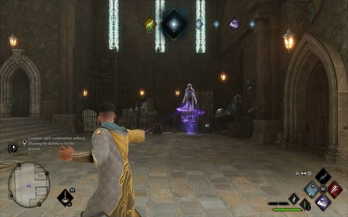 Hogwarts Legacy screenshot: realistic, third-person, no outlines, realistic lighting (environment, combat)