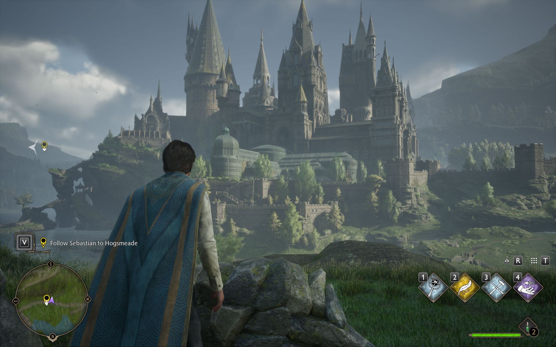 Hogwarts Legacy screenshot: realistic, third-person, no outlines, realistic lighting (environment, character)