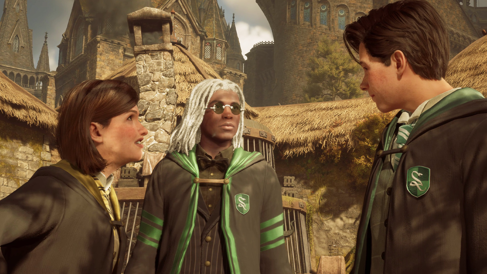 Hogwarts Legacy screenshot: realistic, third-person, no outlines, realistic lighting (character, cutscene, environment)