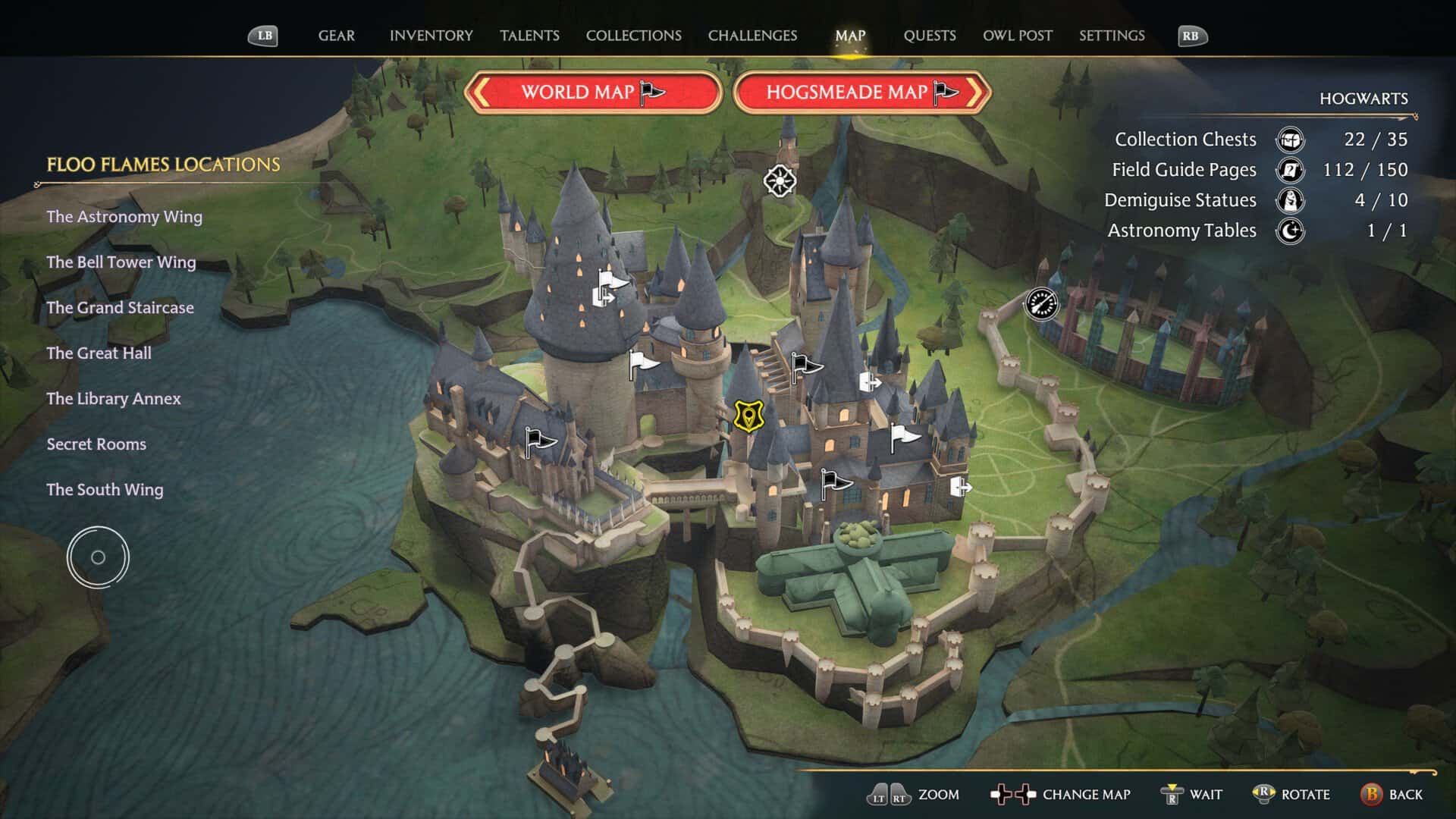 Hogwarts Legacy screenshot: realistic, third-person, no outlines, realistic lighting (ui / menu)