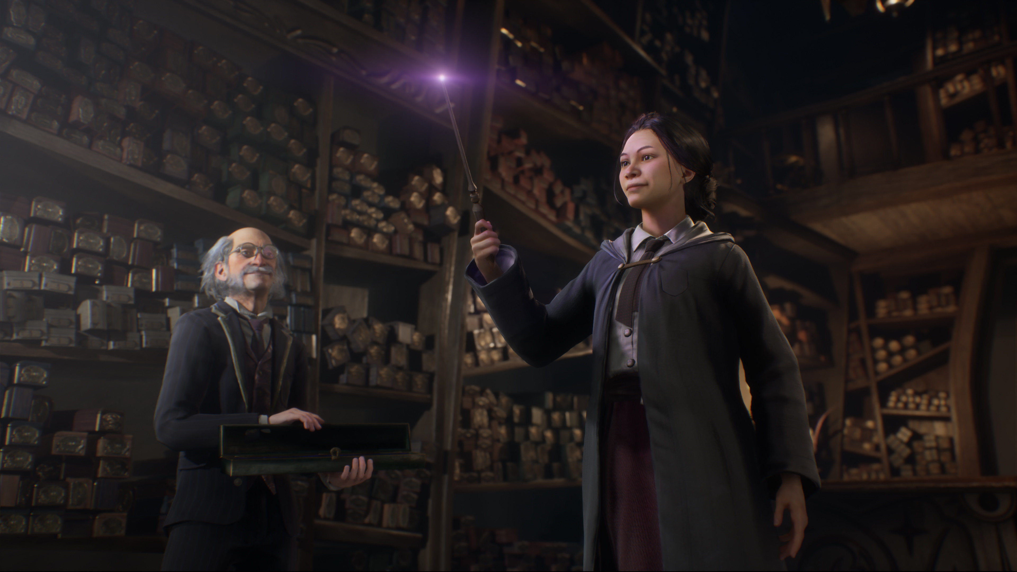 Hogwarts Legacy screenshot: realistic, third-person, no outlines, realistic lighting (character, cutscene, environment)